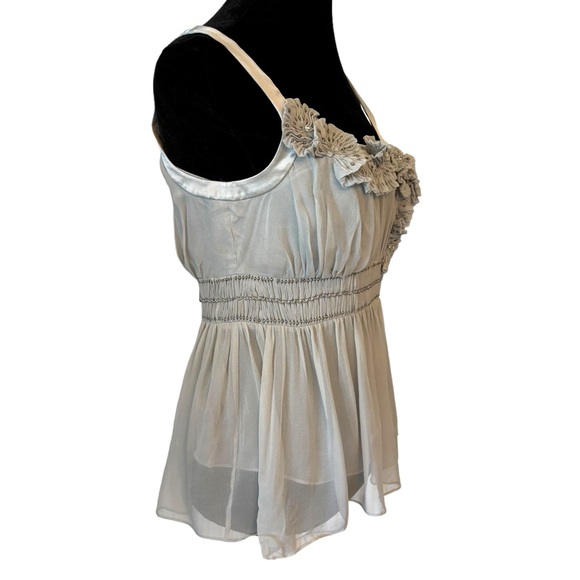 Hilton Hollis Gray Pleated Sheer Top Size 4 - Picture 6 of 8